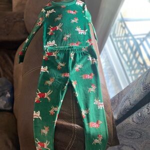 Carter's Festive Green Reindeer Pajama Set